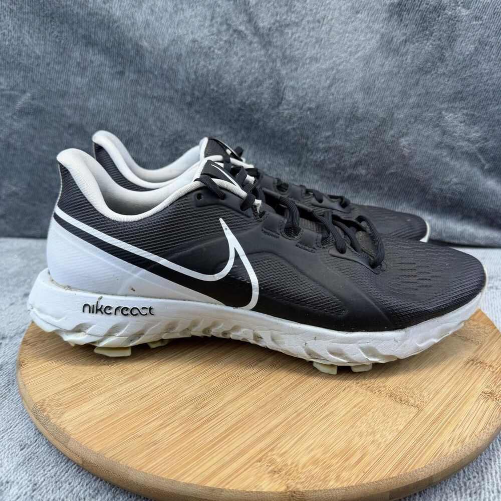 Nike React Golf Shoes Mens Size 11 Black White Spikes Athletic CT6620-004
